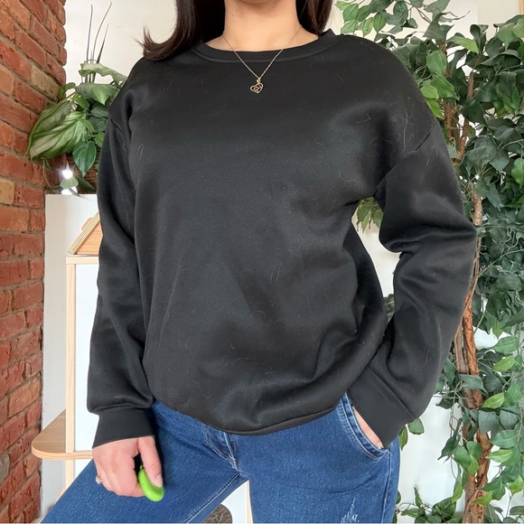 Sweaters - Black Oversized Sweatshirt Minimalist Casual Essential